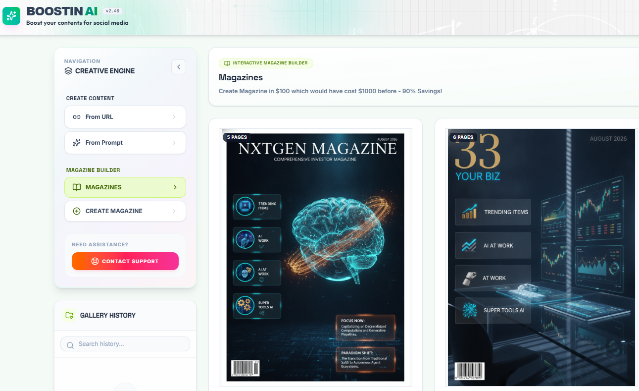 Boostin AI magazine builder